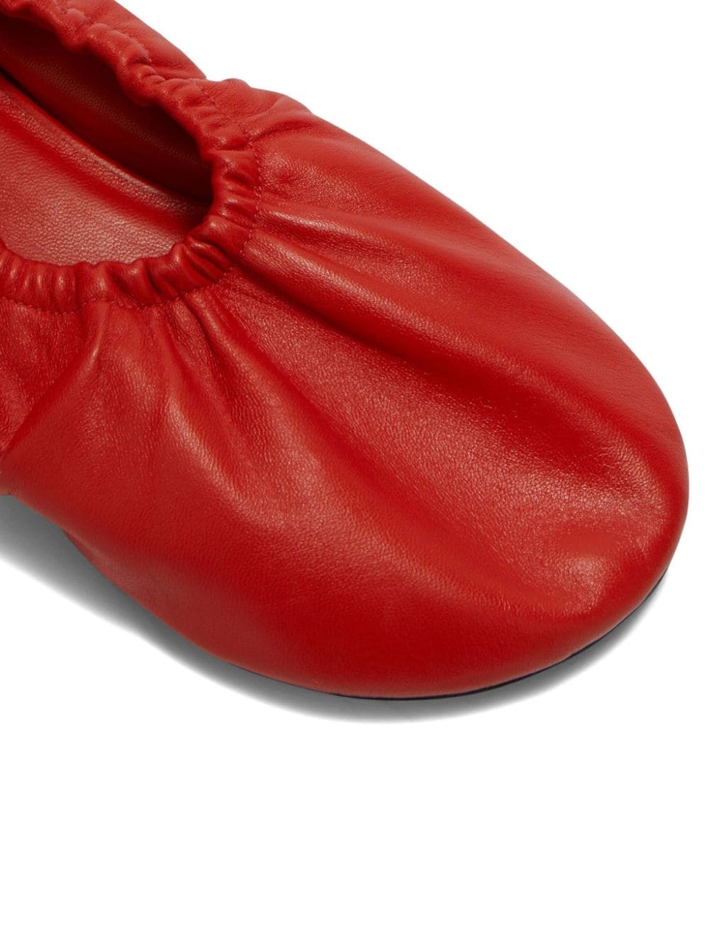 gathered-detail leather ballerina shoes - 5