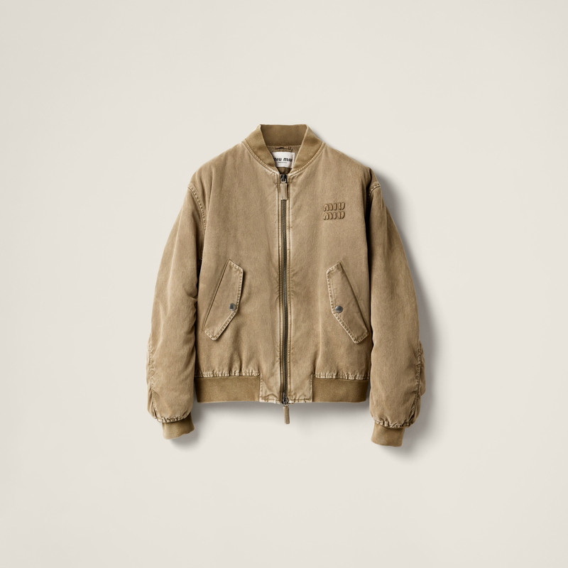 Garment-dyed gabardine bomber jacket 1