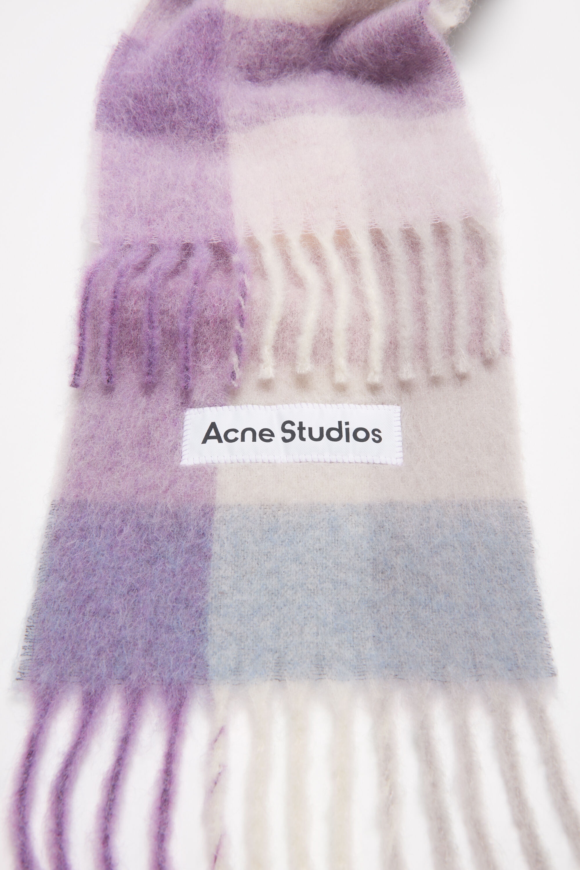 Mohair checked scarf - Lilac/white - 2