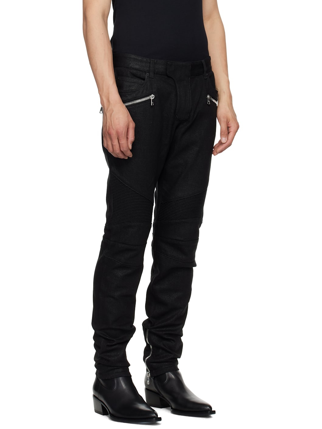 Black Slim-Fit Biker Jeans - 2