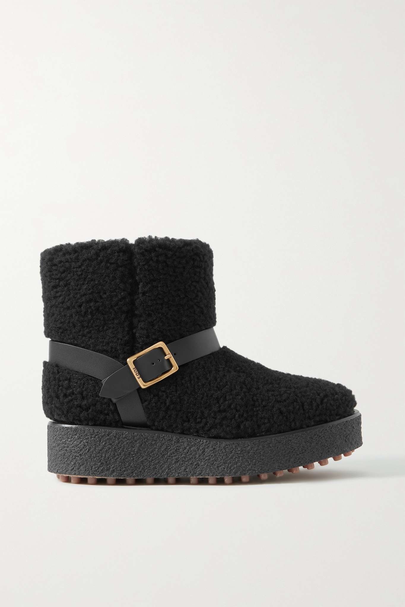 Leather-trimmed shearling ankle boots - 1