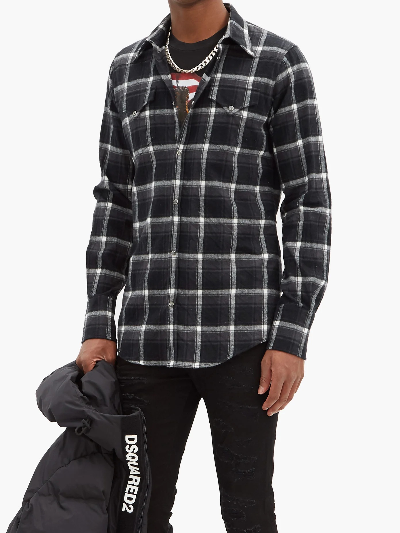 Checked cotton-flannel shirt - 2