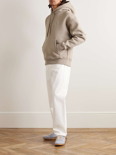 AMI Paris Logo-Embossed Cotton-Blend Jersey Hoodie outlook