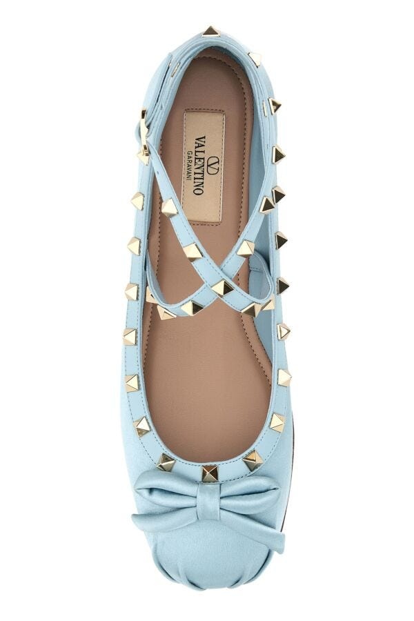 Light blue satin Rockstud ballerinas - 4