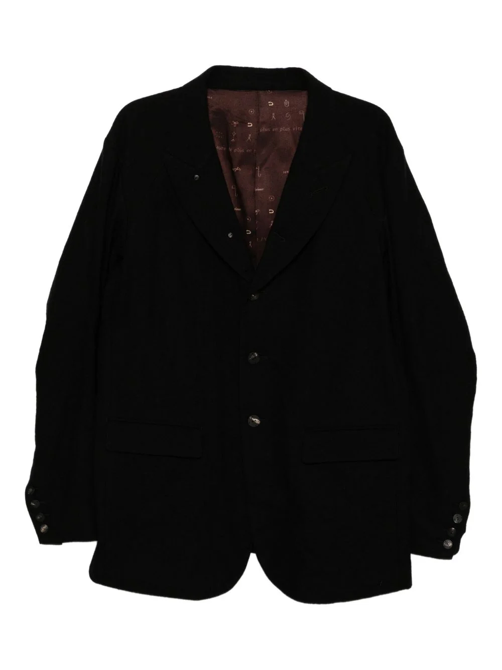 button-embellished wool blazer - 1