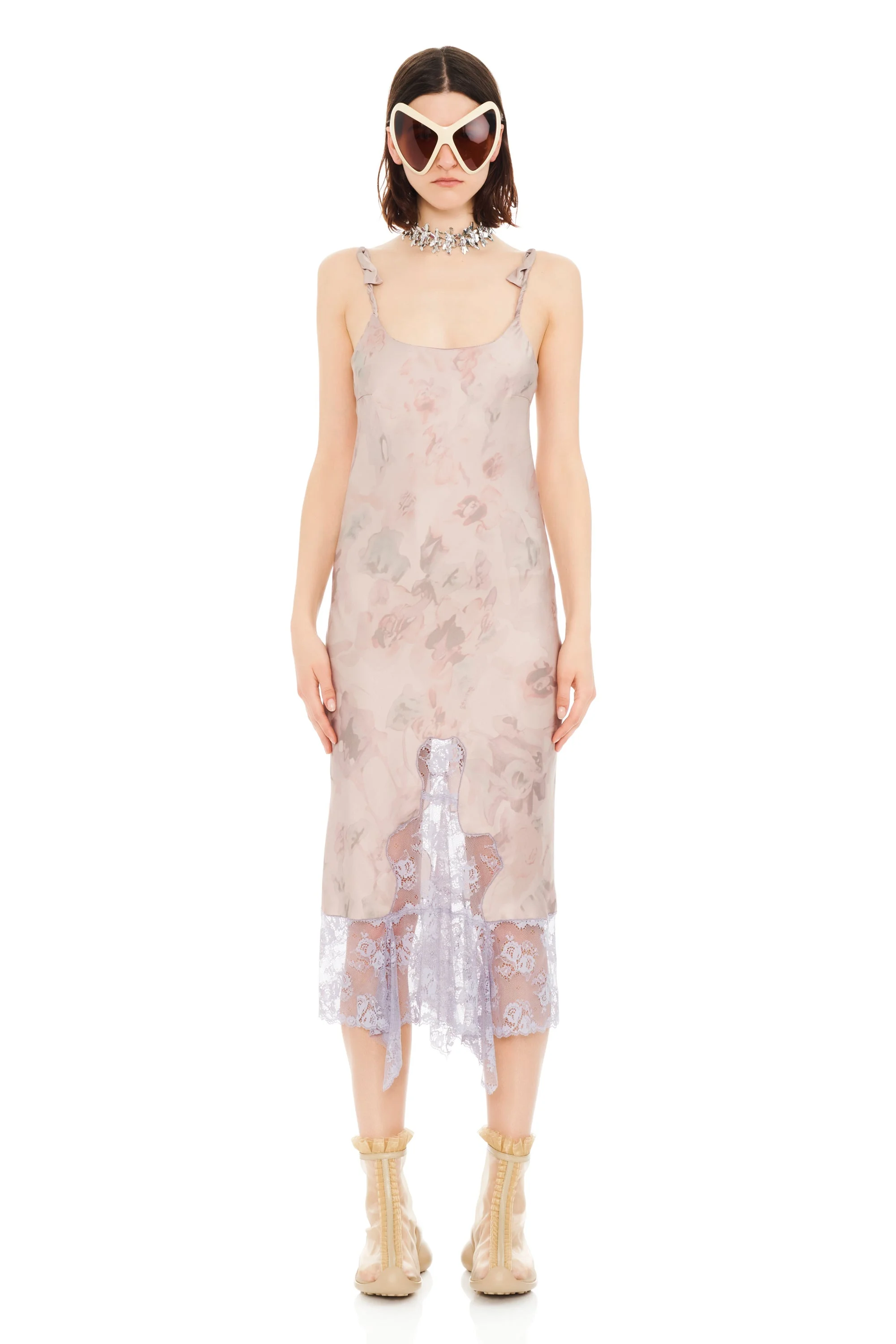 BEIGE WATERCOLOR ROSES CYPRESS DRESS - 1