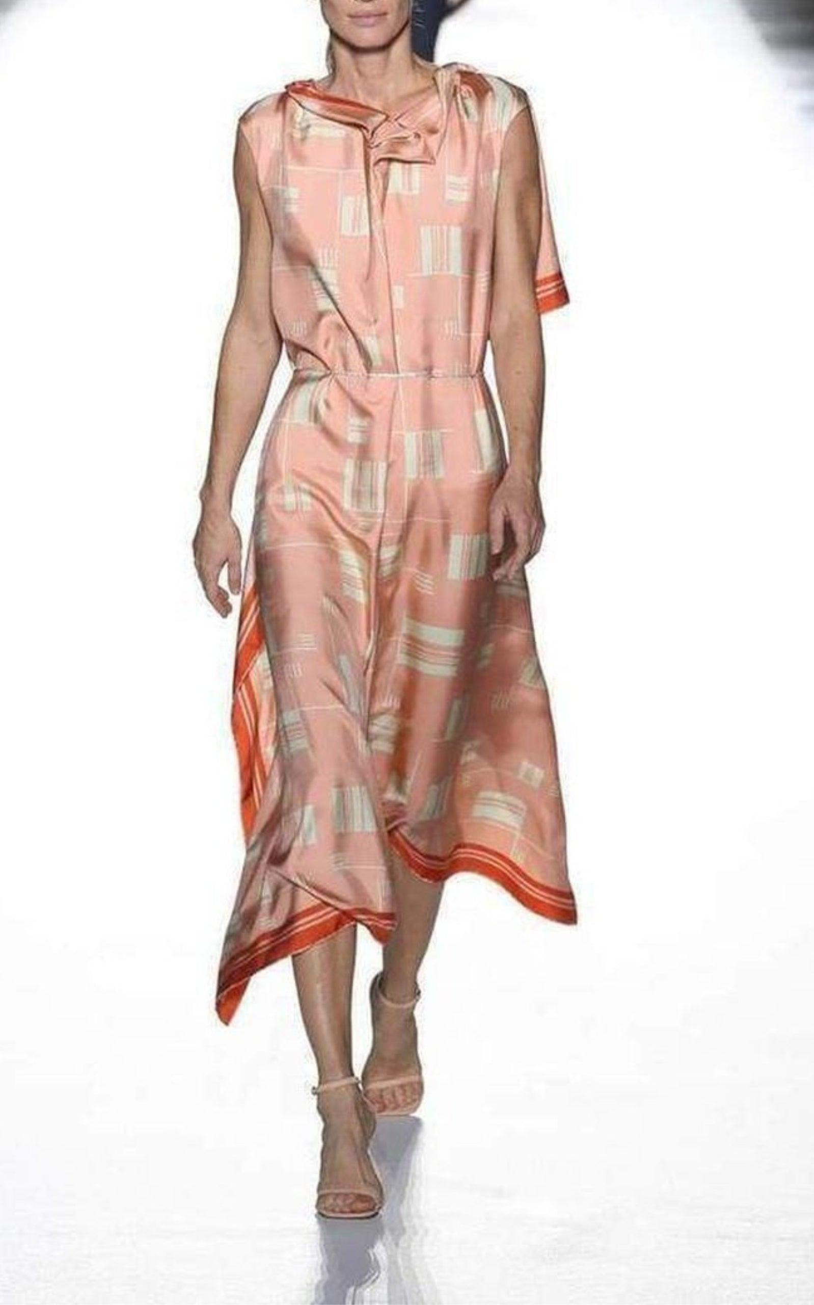 Geometric Silk Overlay Dress - 5