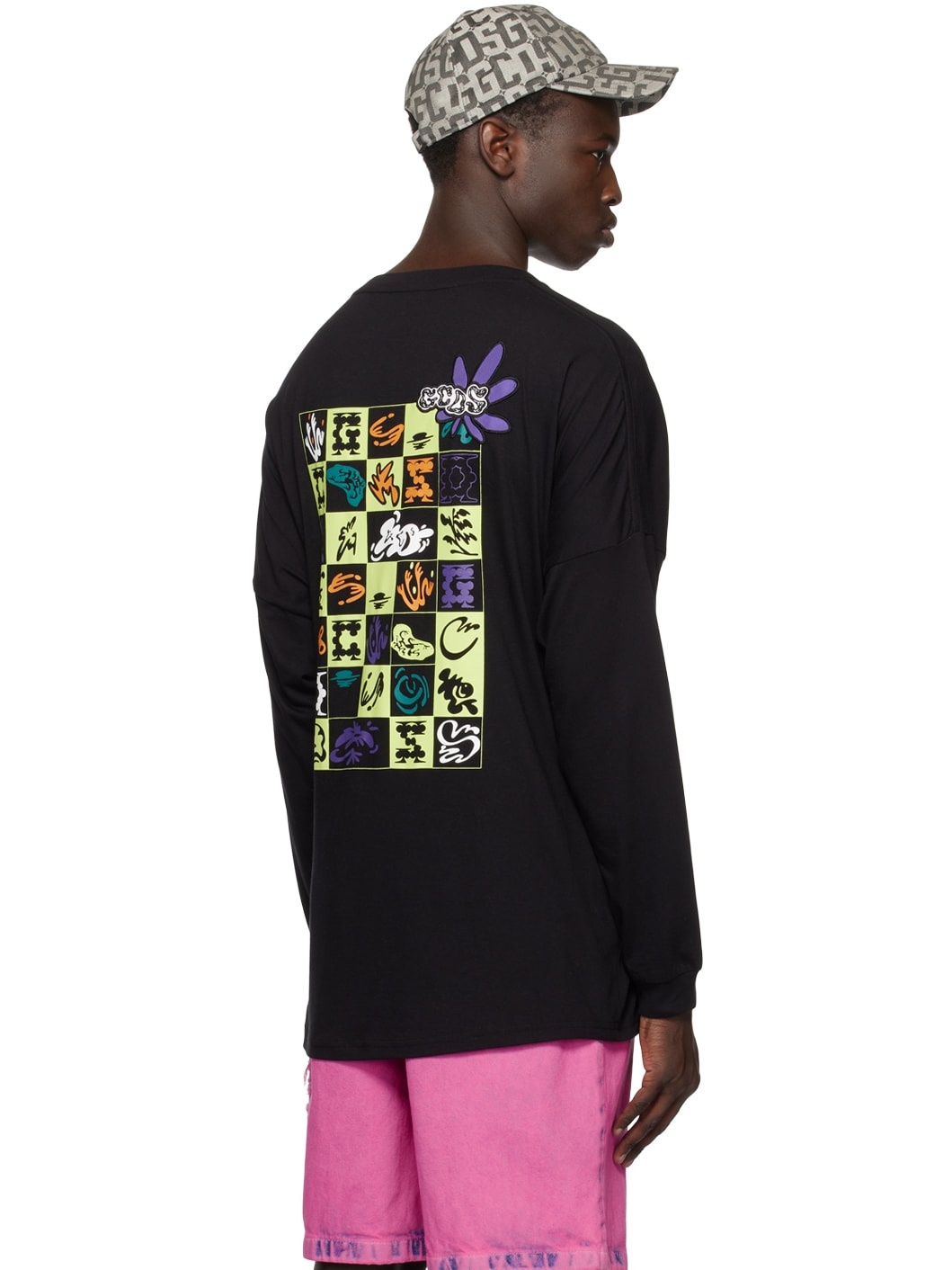 Black Checkerboard Long Sleeve T-Shirt - 3