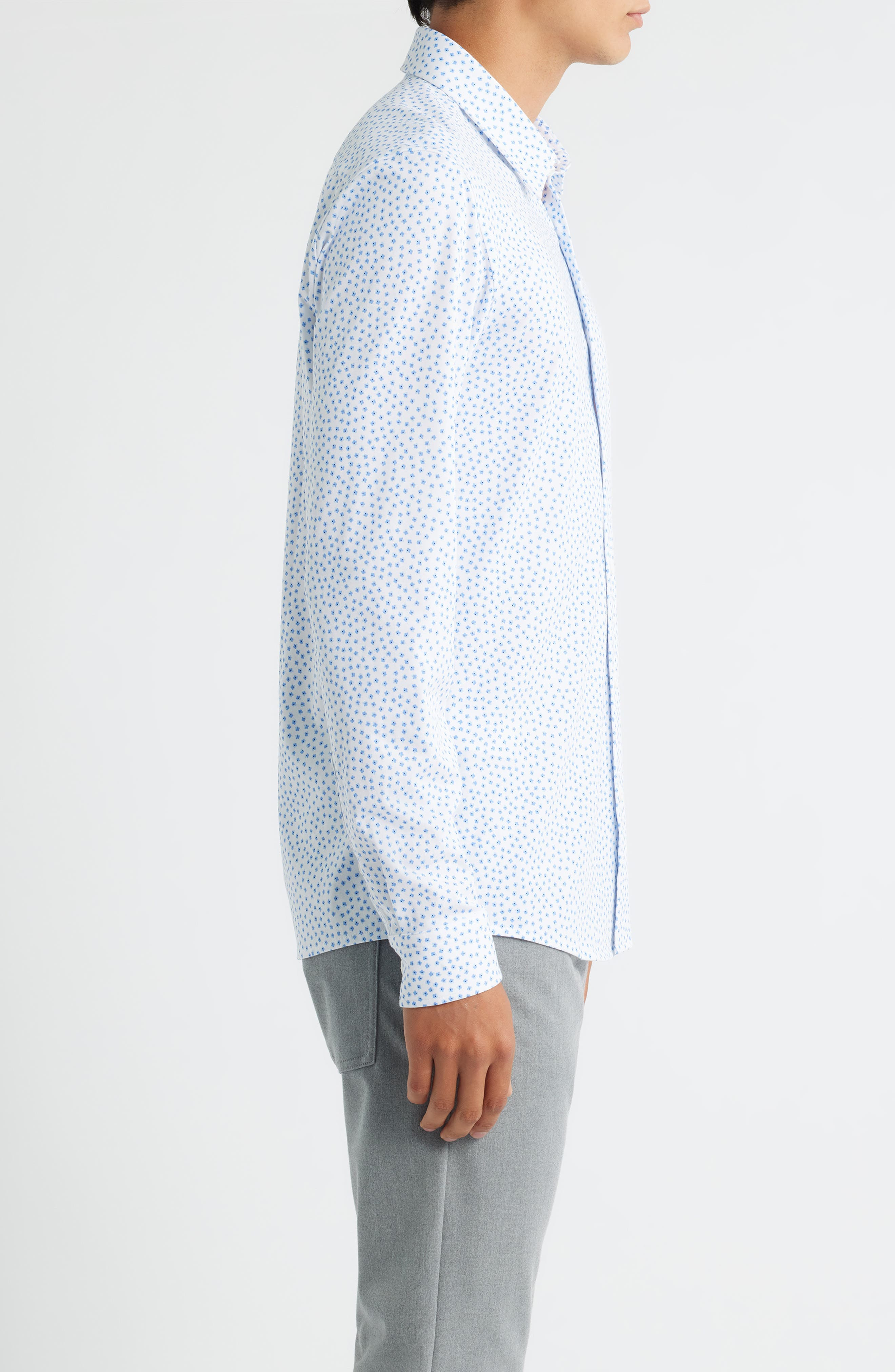 BOSS Roan Kent Slim Fit Button-Up Shirt in Light/Pastel Blue Dots at Nordstrom - 4