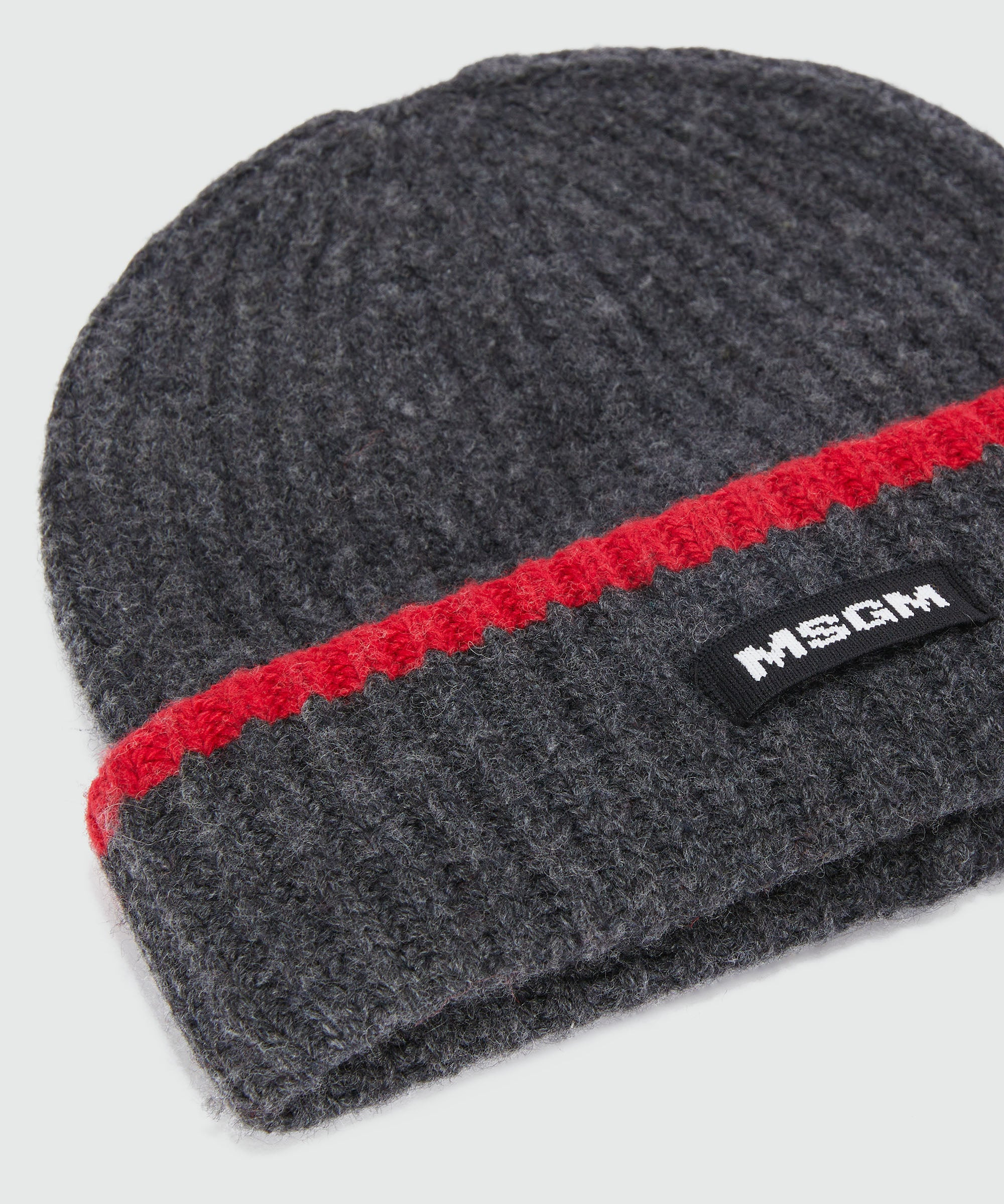 Anthracite ribbed cap with MSGM label and red profiles - 2
