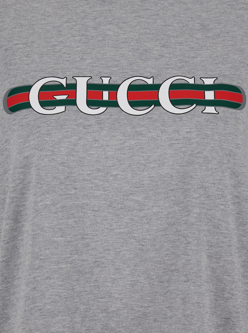Gucci Women Grey Crewneck T-Shirt With Logo Lettering And Web Detail On The Front In Cotton Woman - 3