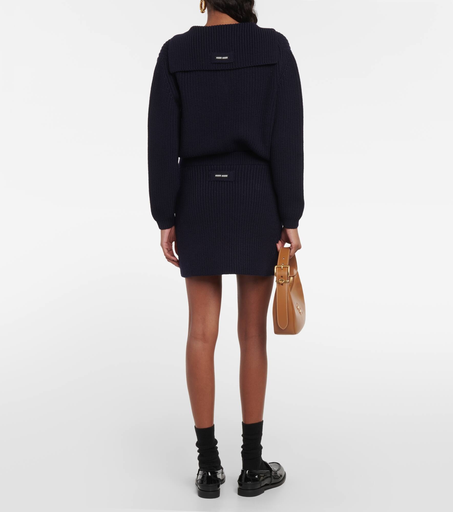 Ribbed-knit wool miniskirt - 3