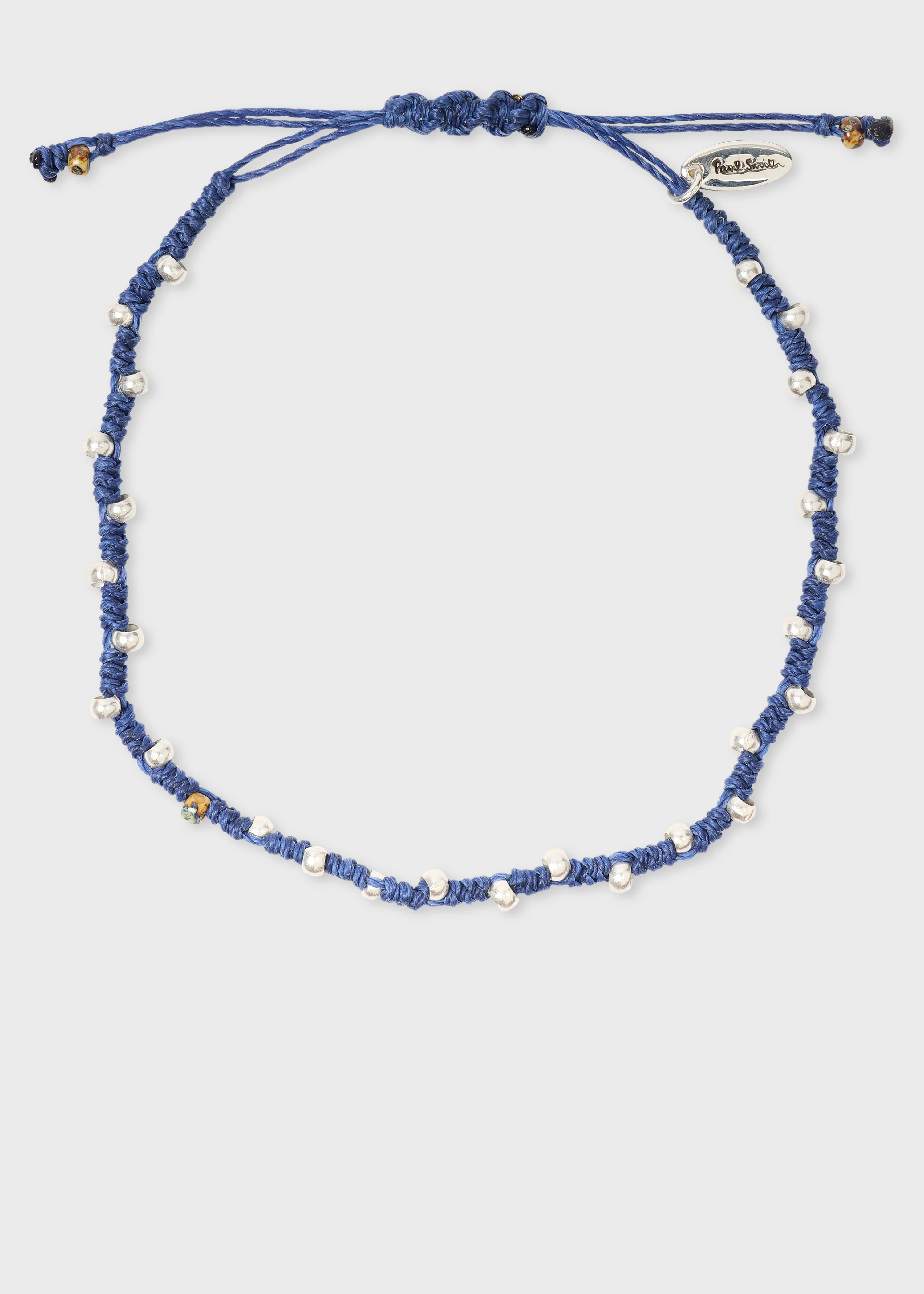 Blue Cord Silver Bead Bracelet - 1
