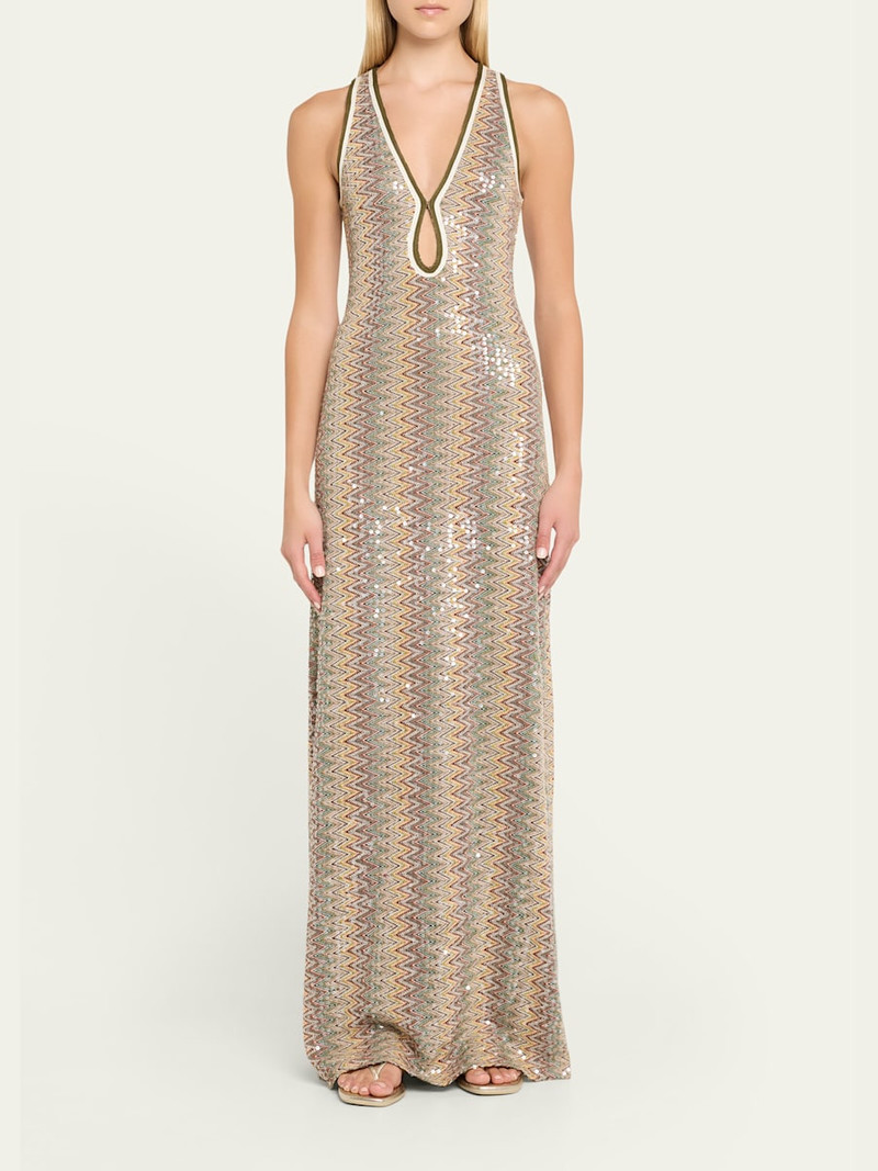 RAMY BROOK Lilia Sequined Chevron Maxi Dress outlook