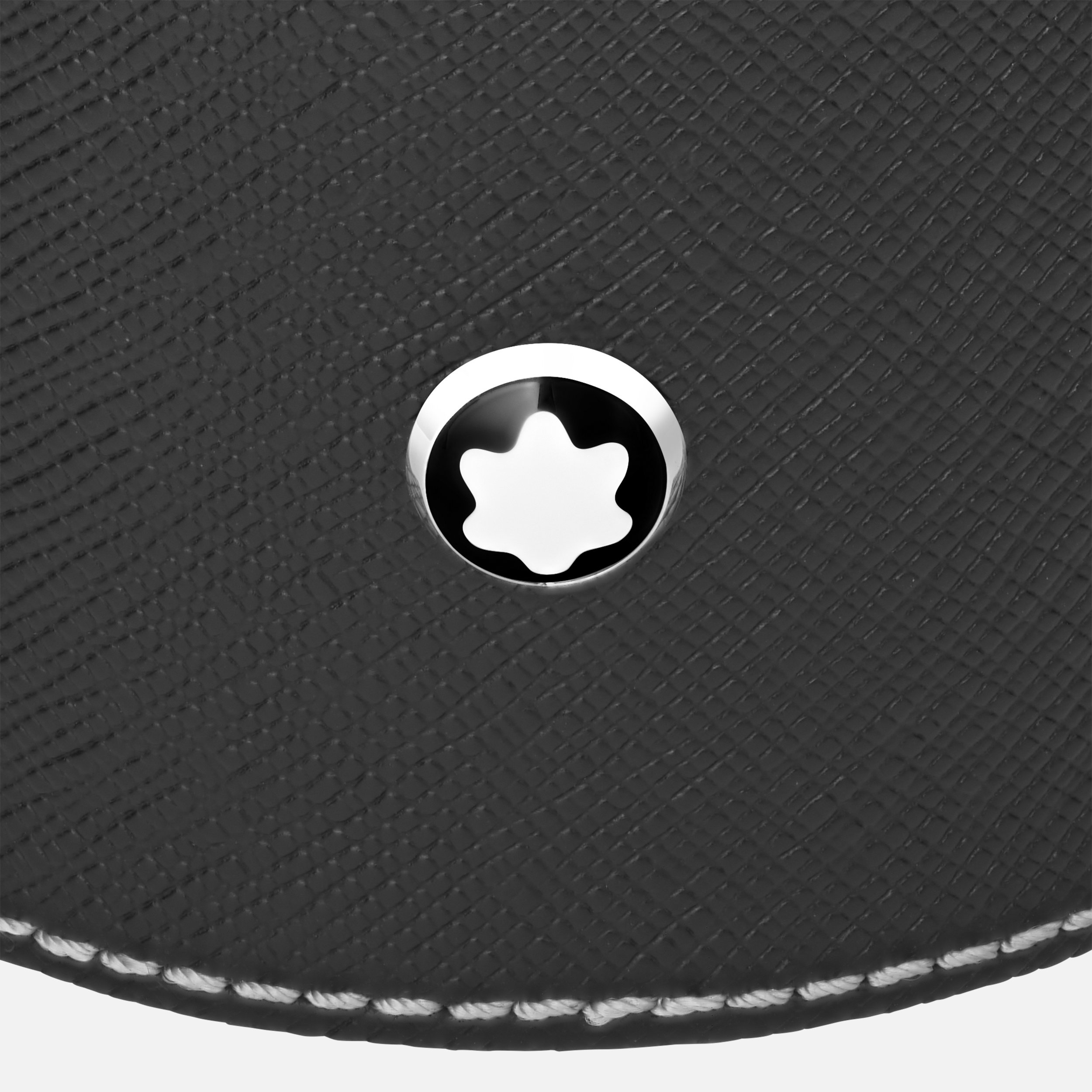 Round desk tray in black leather (Medium) - 3