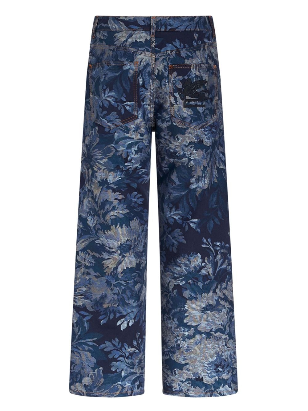 floral-jacquard wide-leg jeans - 5