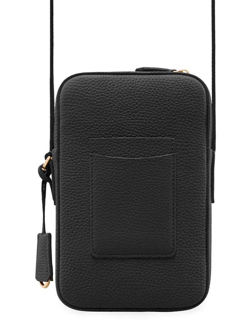 Leather Zip Phone Pouch - Black Caviar 7