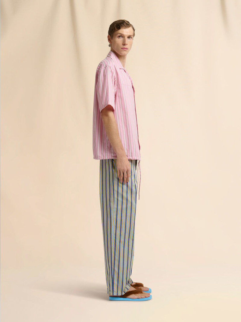 PINK STRIPED POPLIN SHIRT WITH DRAWSTRING HEM 5