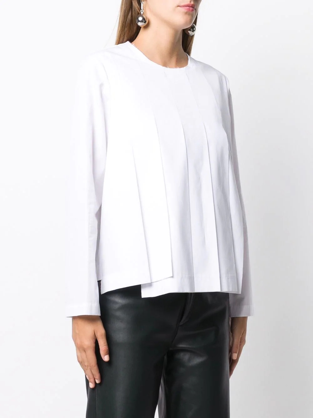 pleated long-sleeved top - 3