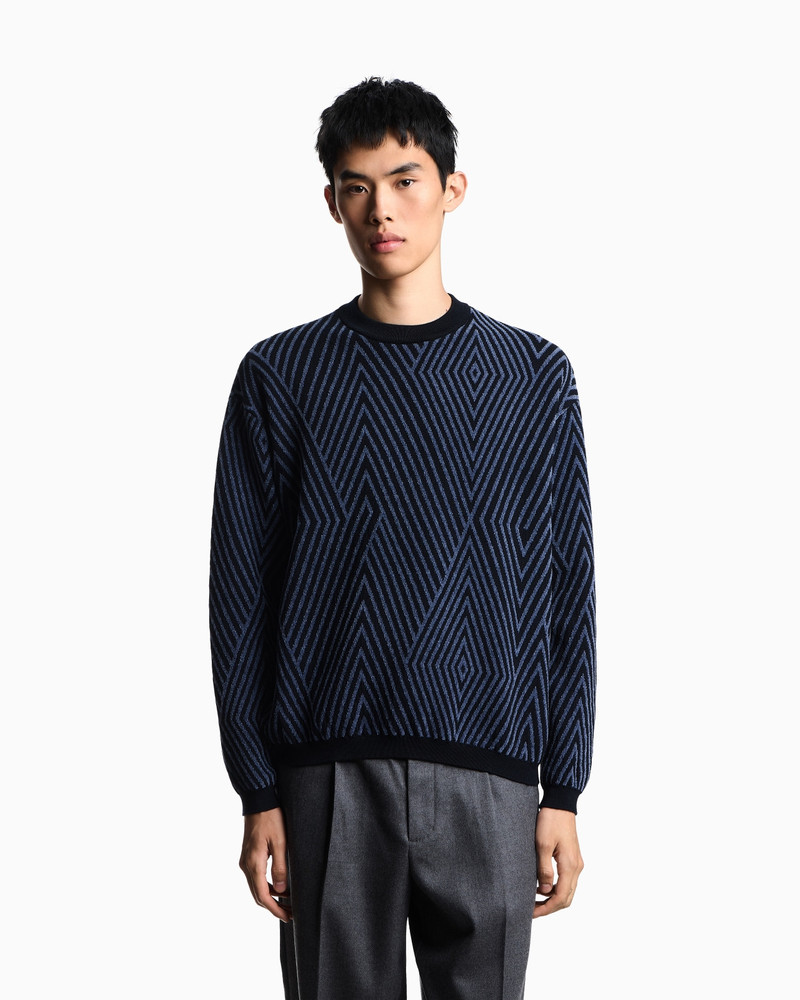 EMPORIO ARMANI VIRGIN WOOL-BLEND JUMPER WITH OP-ART JACQUARD WITH OVERSIZED DIAMONDS outlook
