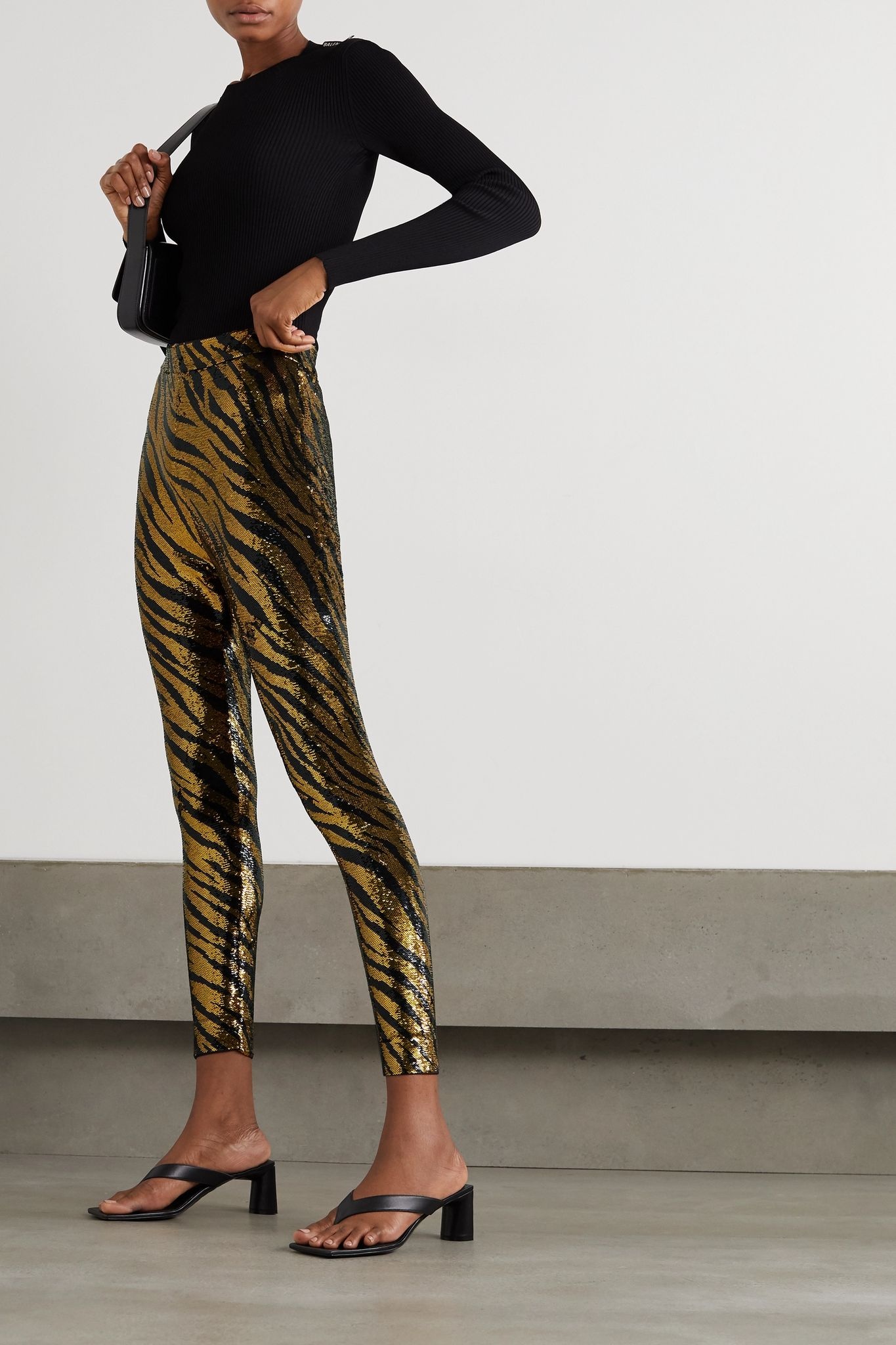 Sequined stretch-jersey leggings - 2