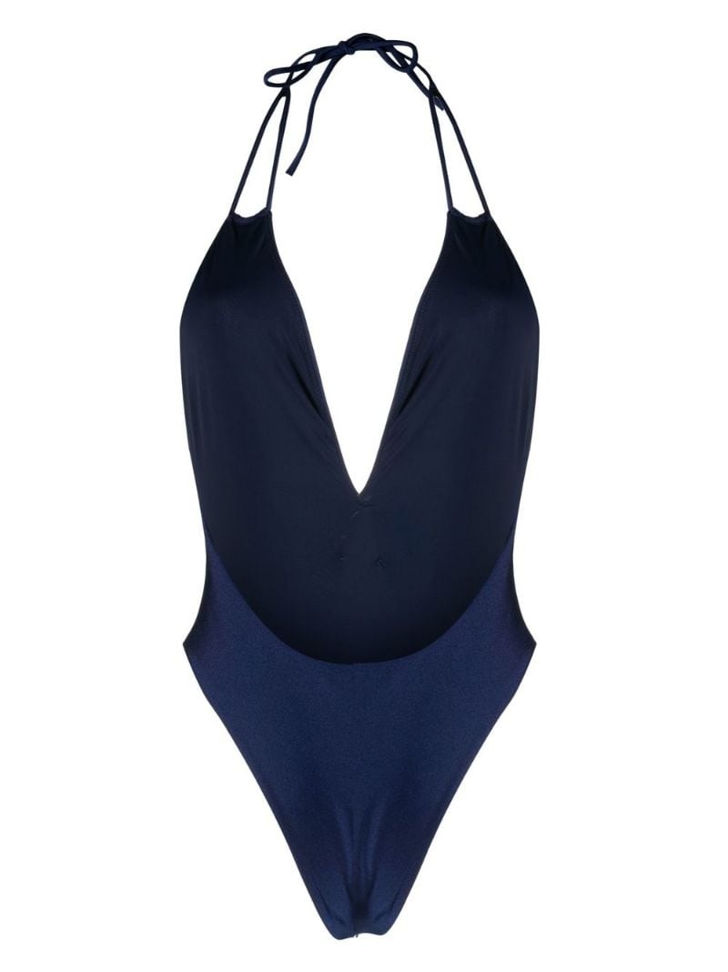 lurex halterneck swimsuit - 2