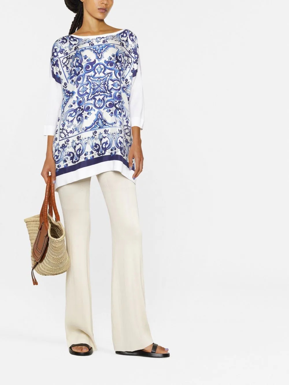 Majolica-print silk blouse - 2