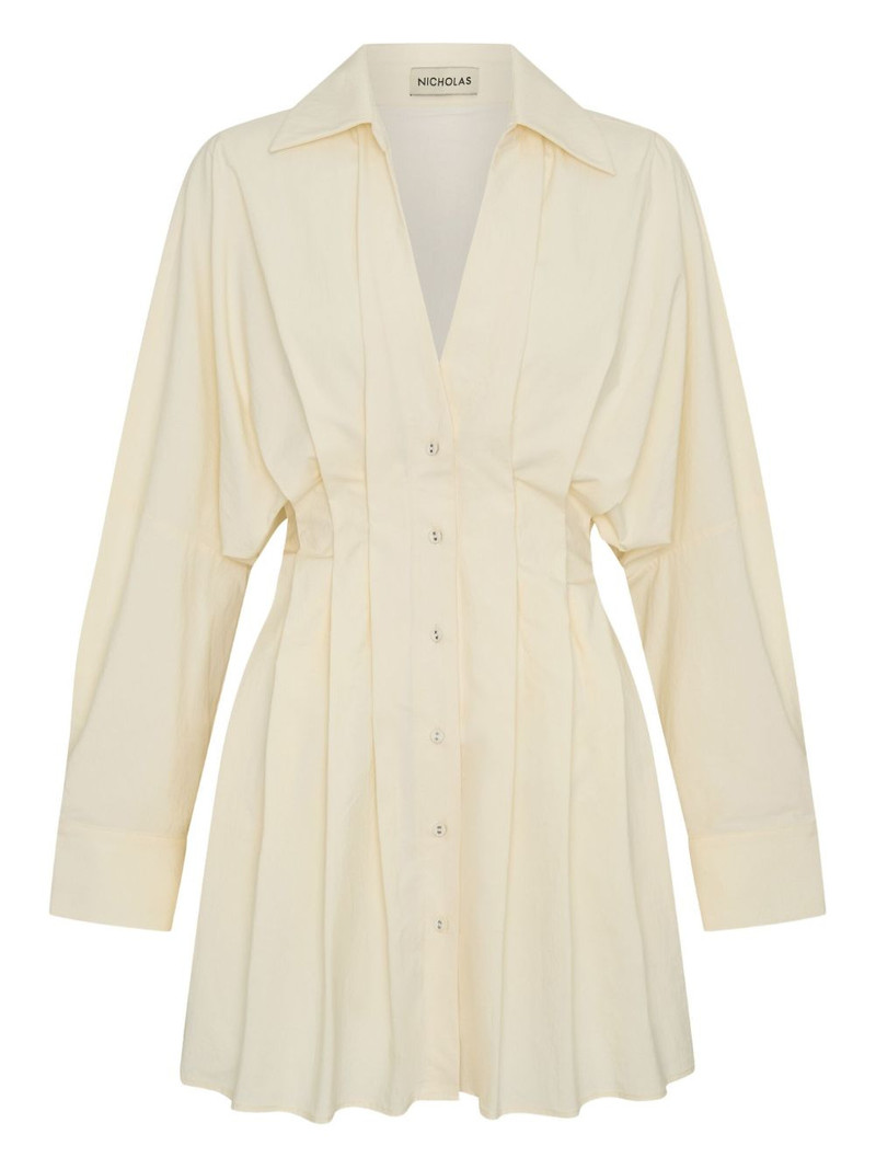 Fabienne pleated button-front shirt dress 1