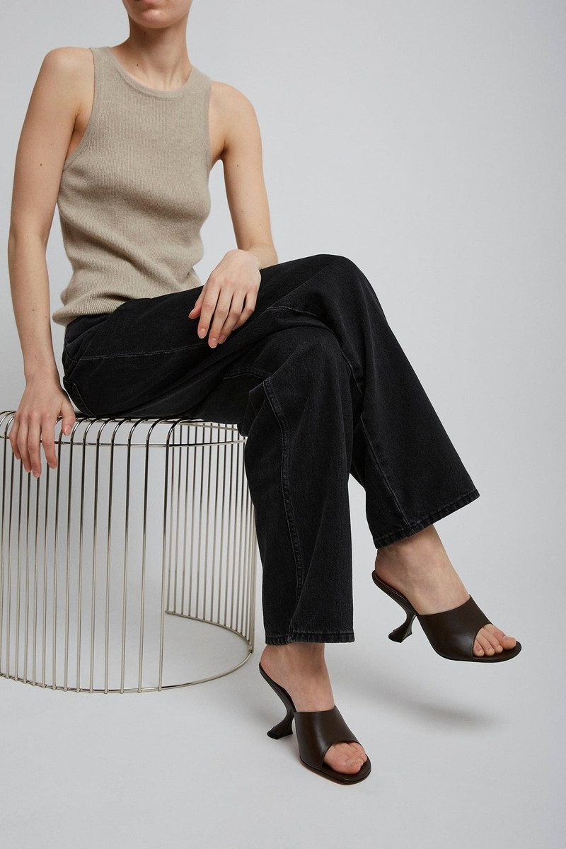 Amina Muaddi Taylor 90 dark brown slippers outlook