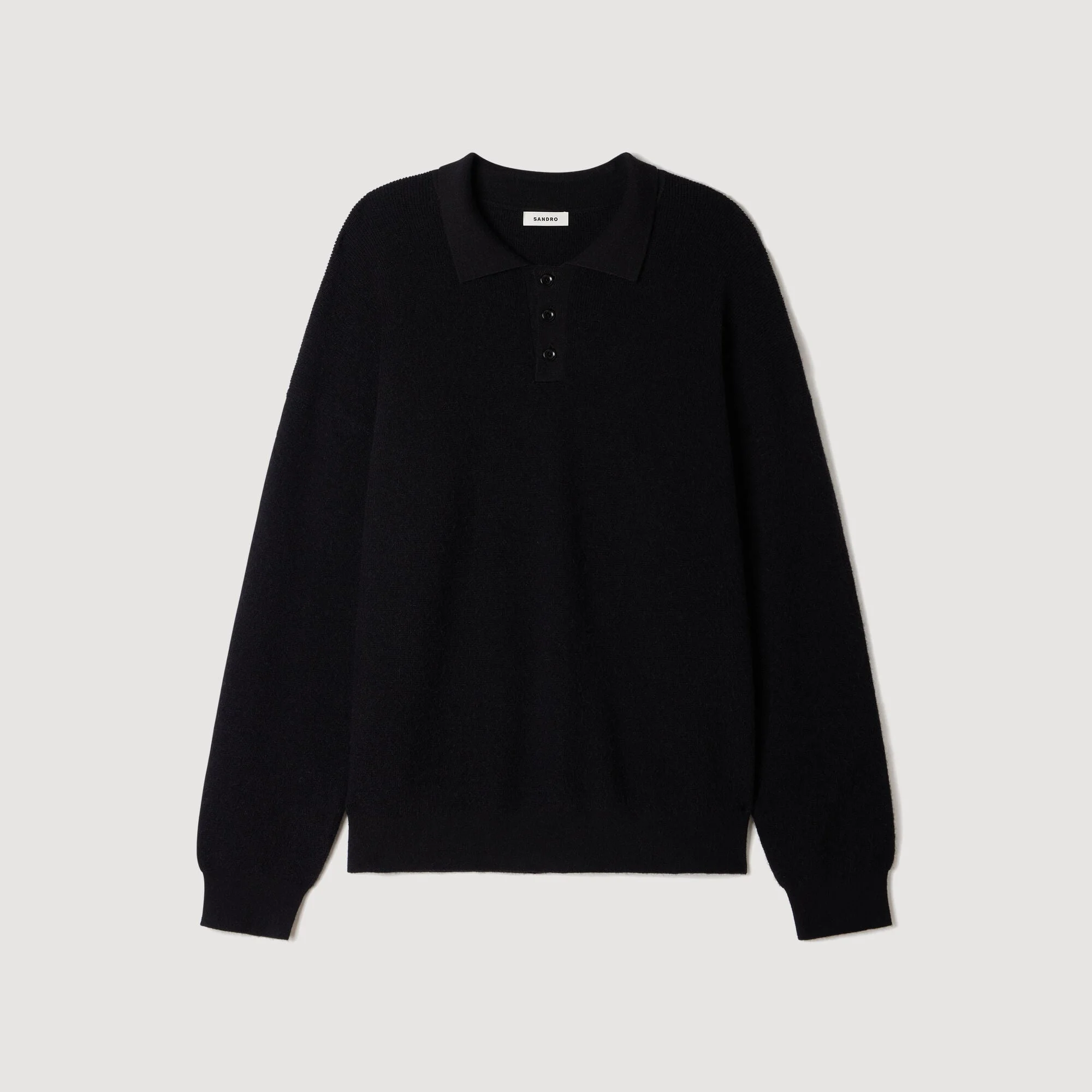 RIBBED ALPACA POLO SHIRT - 1