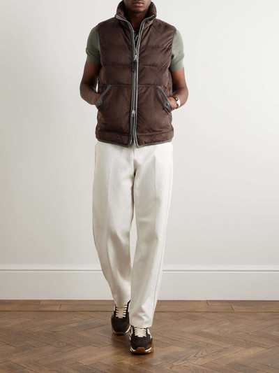 TOM FORD Slim-Fit Quilted Leather-Trimmed Suede Down Gilet outlook