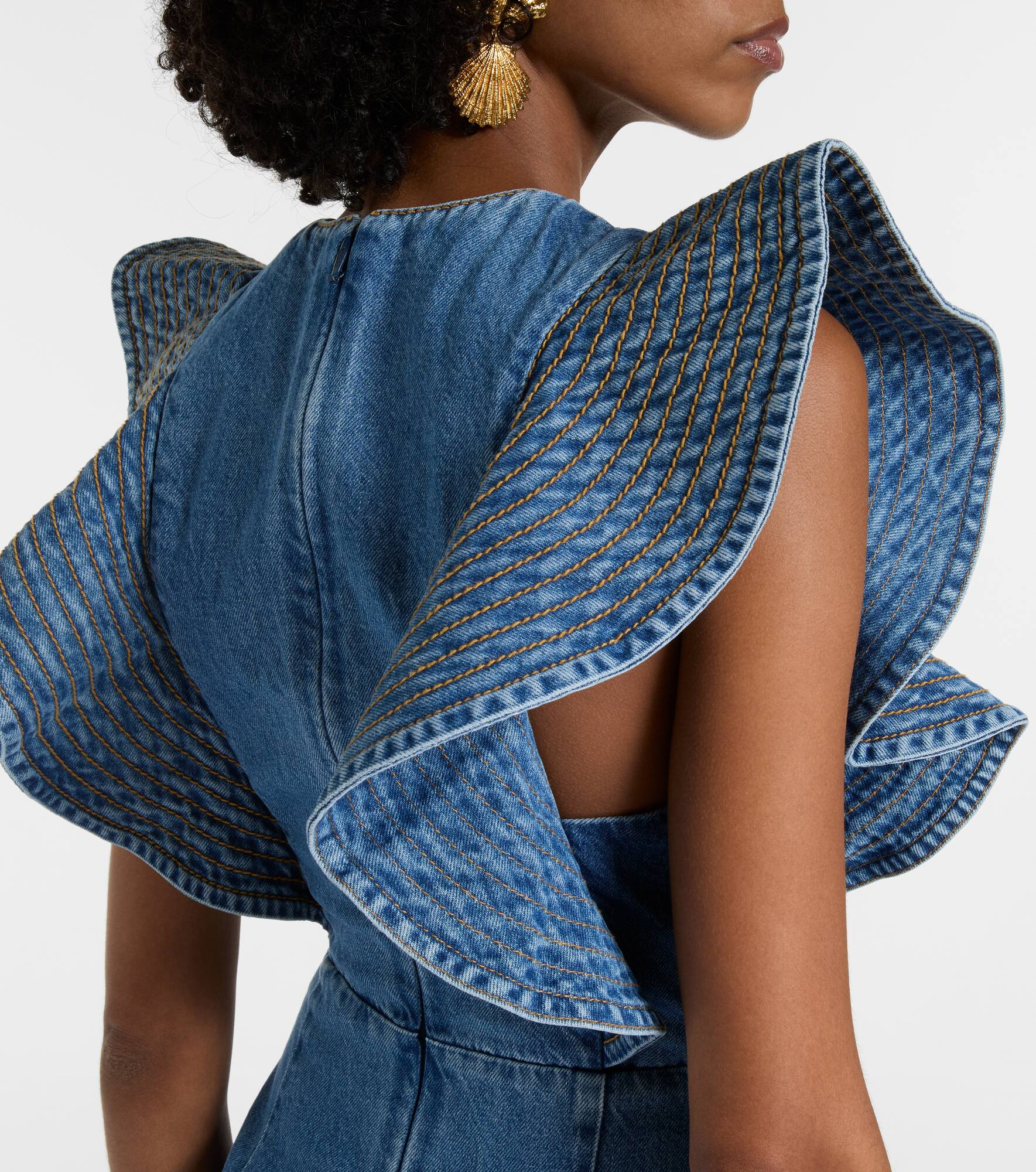 Stephi ruffled denim maxi dress - 6