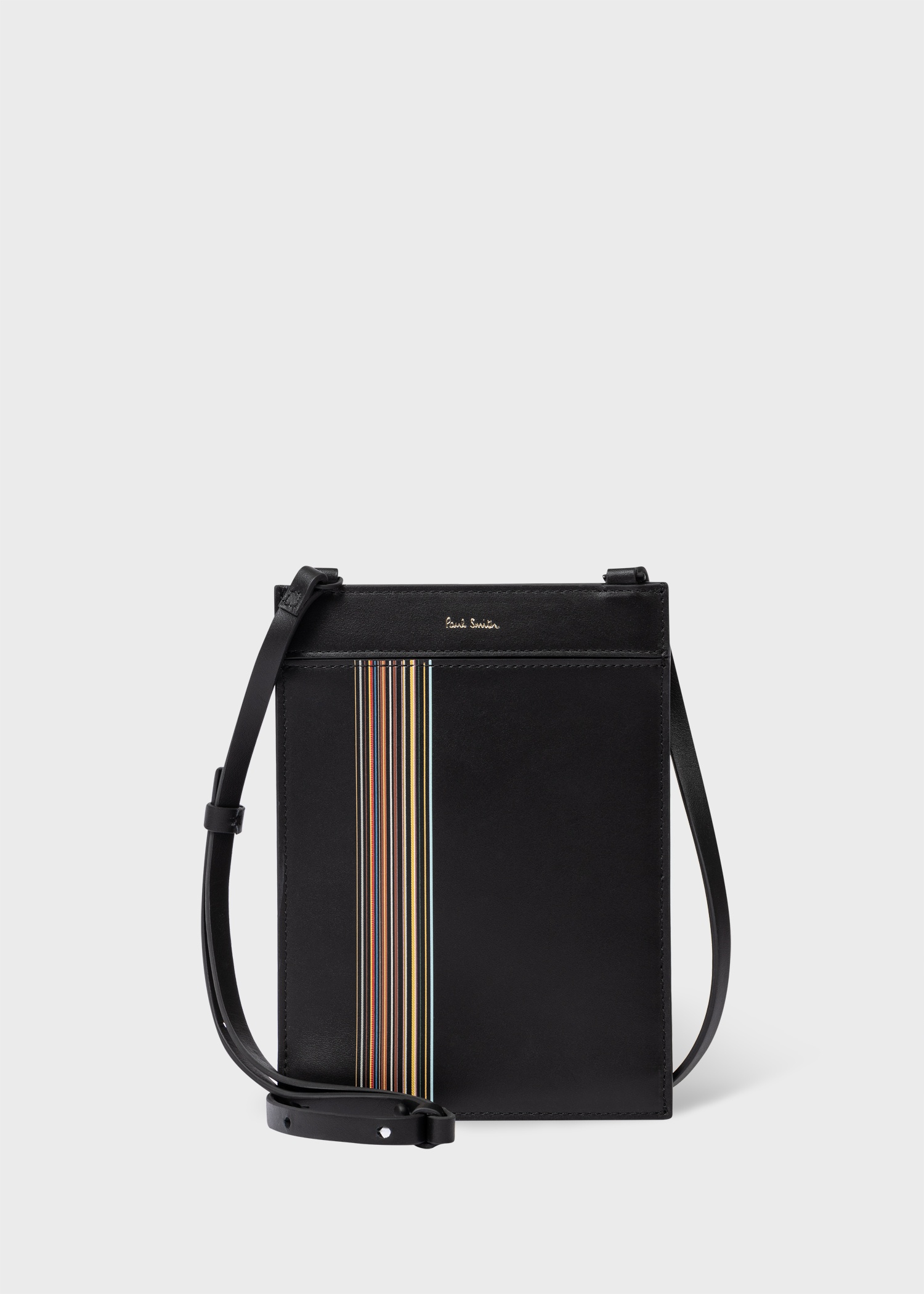 Paul Smith Black Leather 'Signature Stripe Block' Cross-Body Bag 