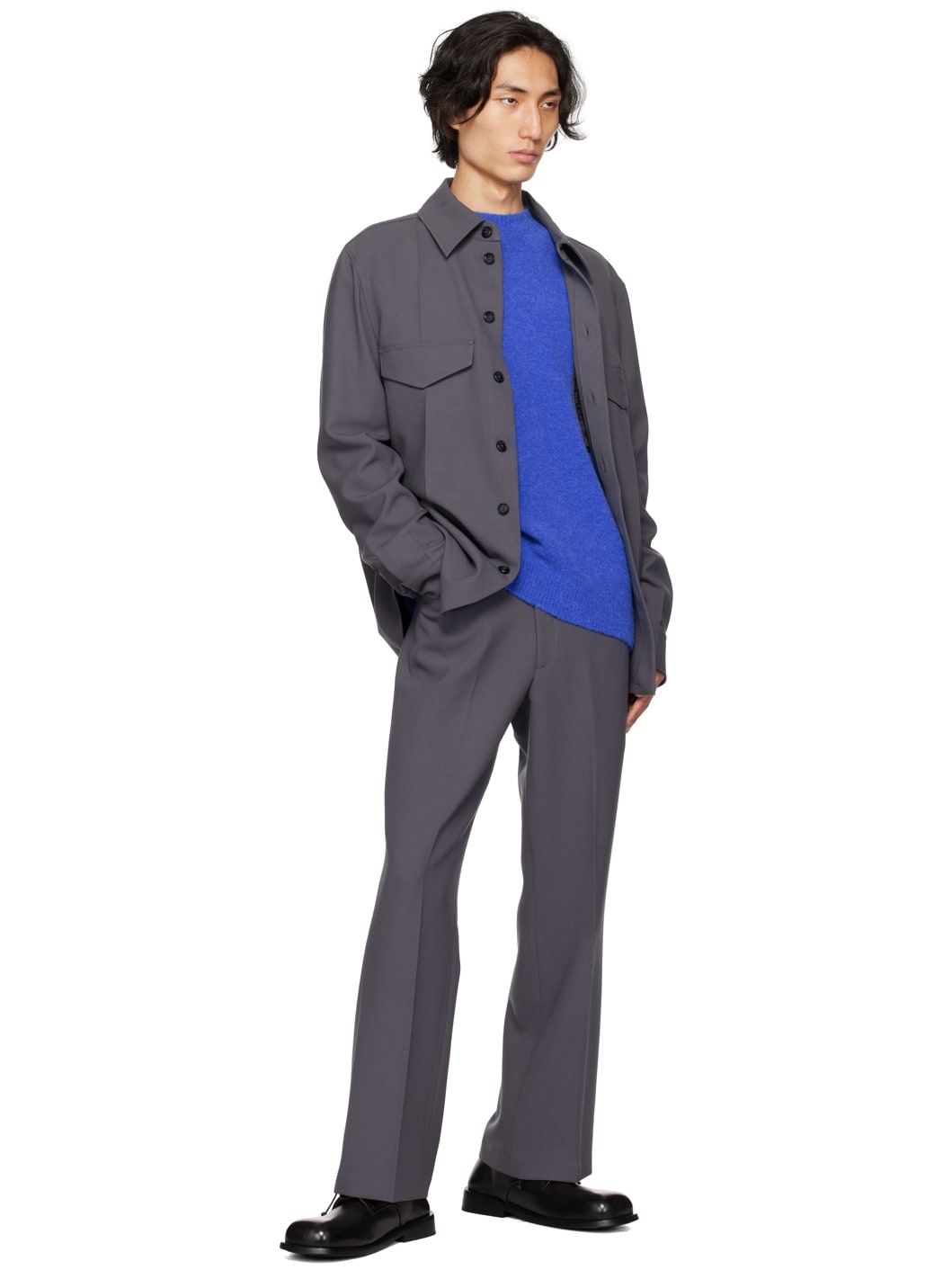 Gray Cropped Trousers - 4