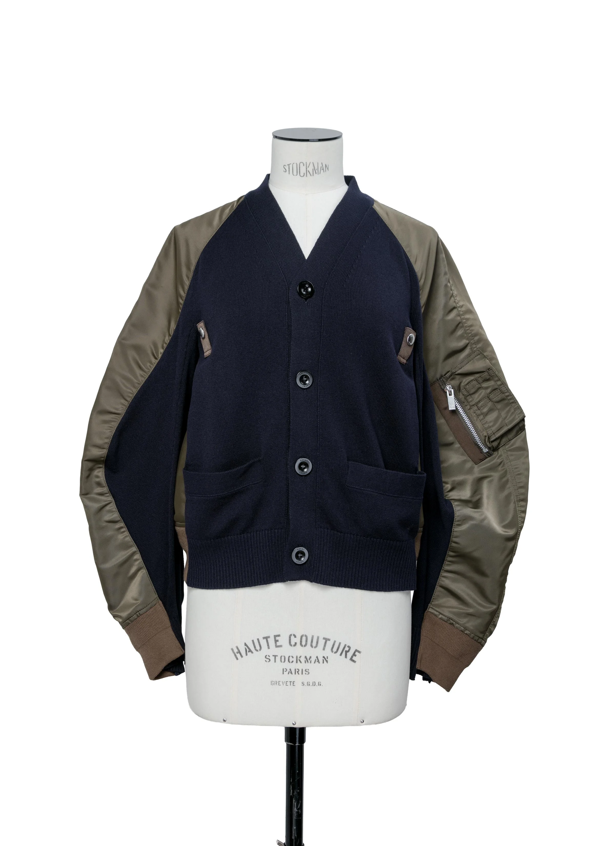 Nylon Twill x Knit Cardigan - 1