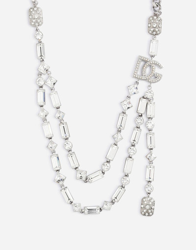 Dolce & Gabbana Double-link necklace with DG logo and rhinestone-detailed pendant outlook