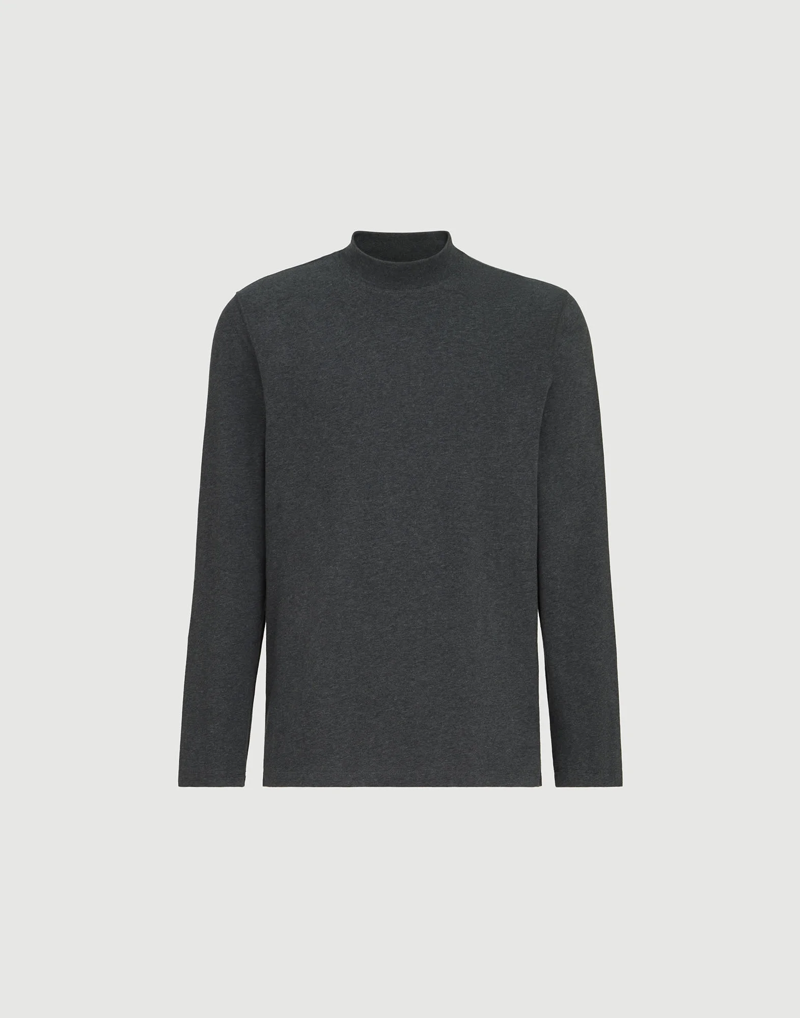 Cotton jersey long sleeve mock neck T-shirt - 1