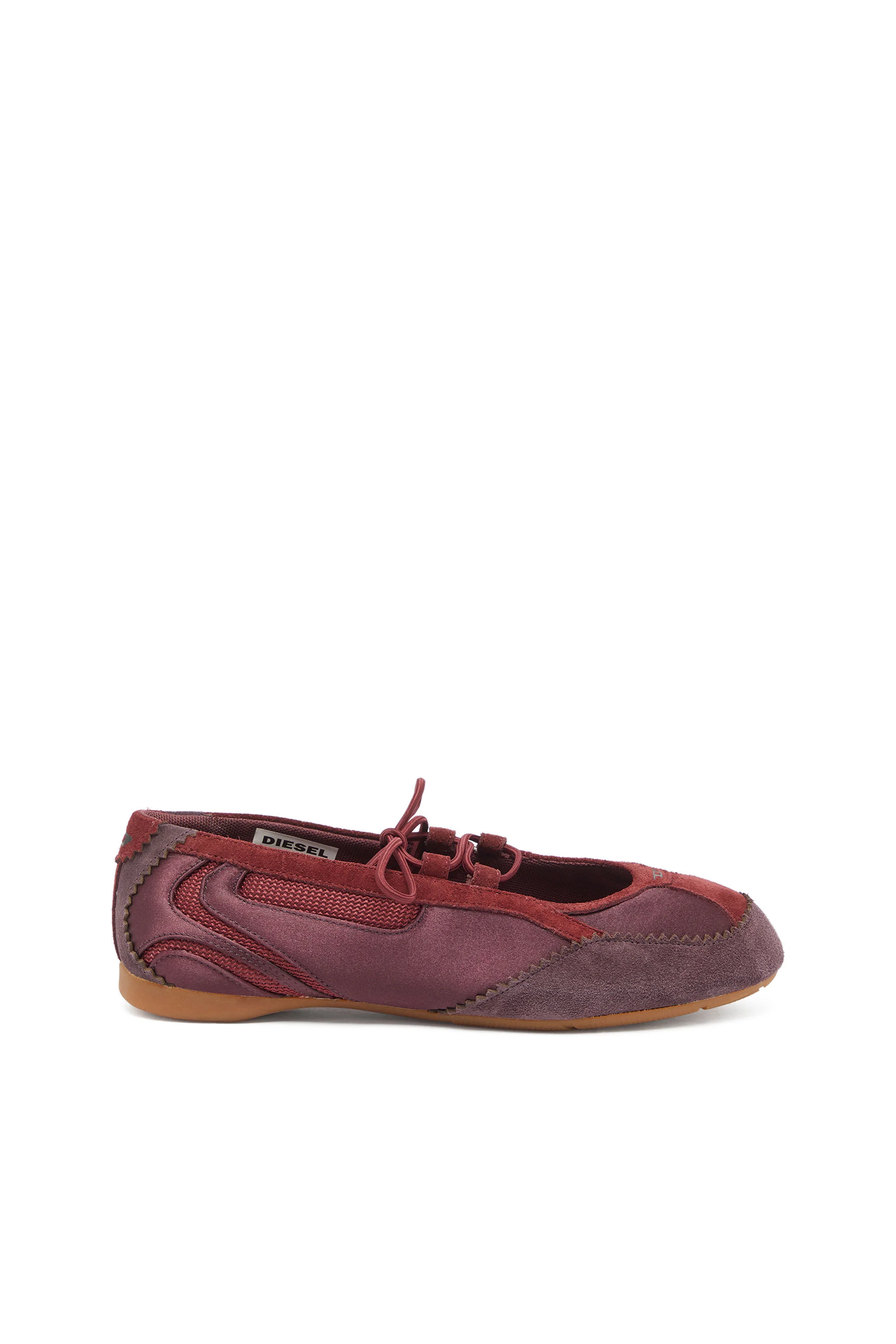 D-MILE - LACE-UP BALLERINA FLATS IN LEATHER AND MESH - 1