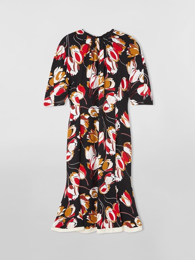 WINDBLOWN PRINT CADY DRESS WITH 3/4 SLEEVES - 1