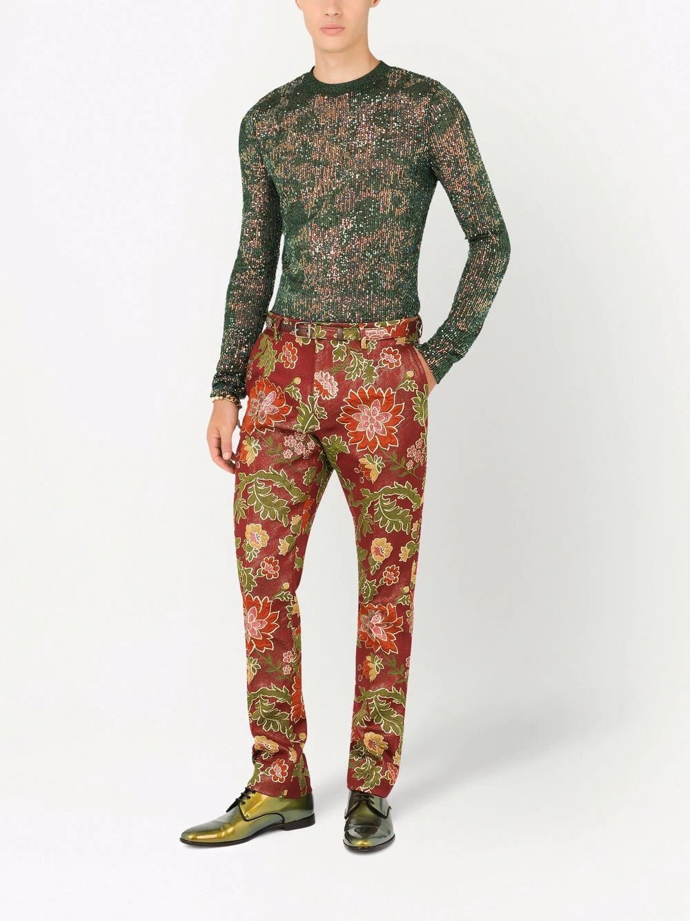 patterned jacquard tailored trousers - 2