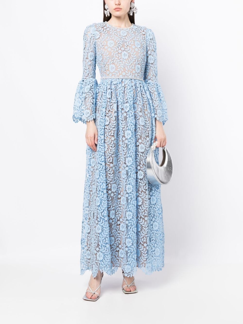 lace-embroidered round-neck dress - 2