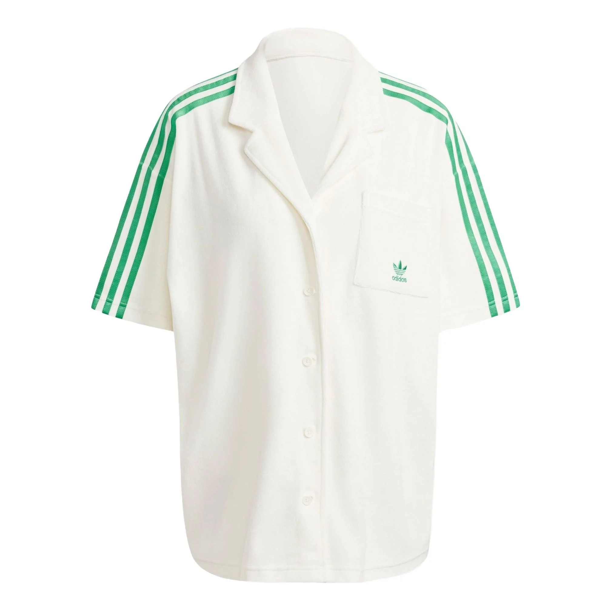 (WMNS) adidas Originals Resort Shirt Asia Sizing 'White Green' JH0614 - 1