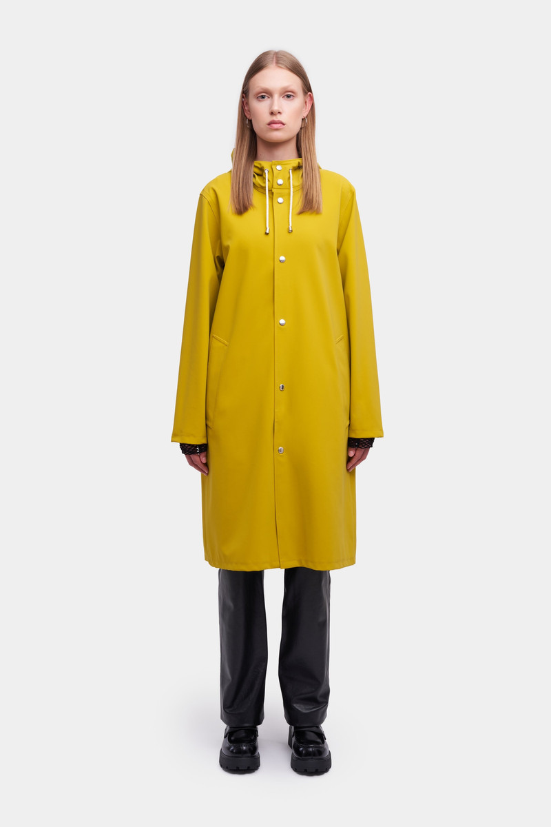 Stutterheim Stockholm Long Matte Print Raincoat Gold outlook