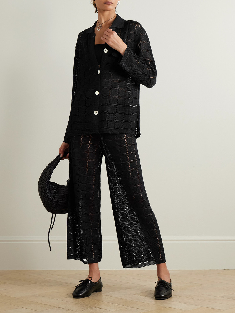 CALLE DEL MAR Pointelle-knit Wide-leg Pants outlook