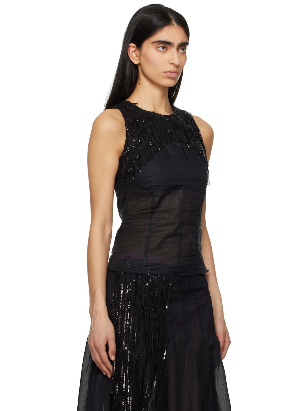 Black Dripping Sensible Tank Top - 2