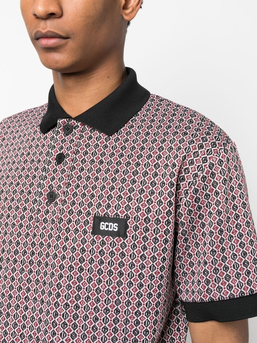 logo-patch jacquard polo shirt - 5