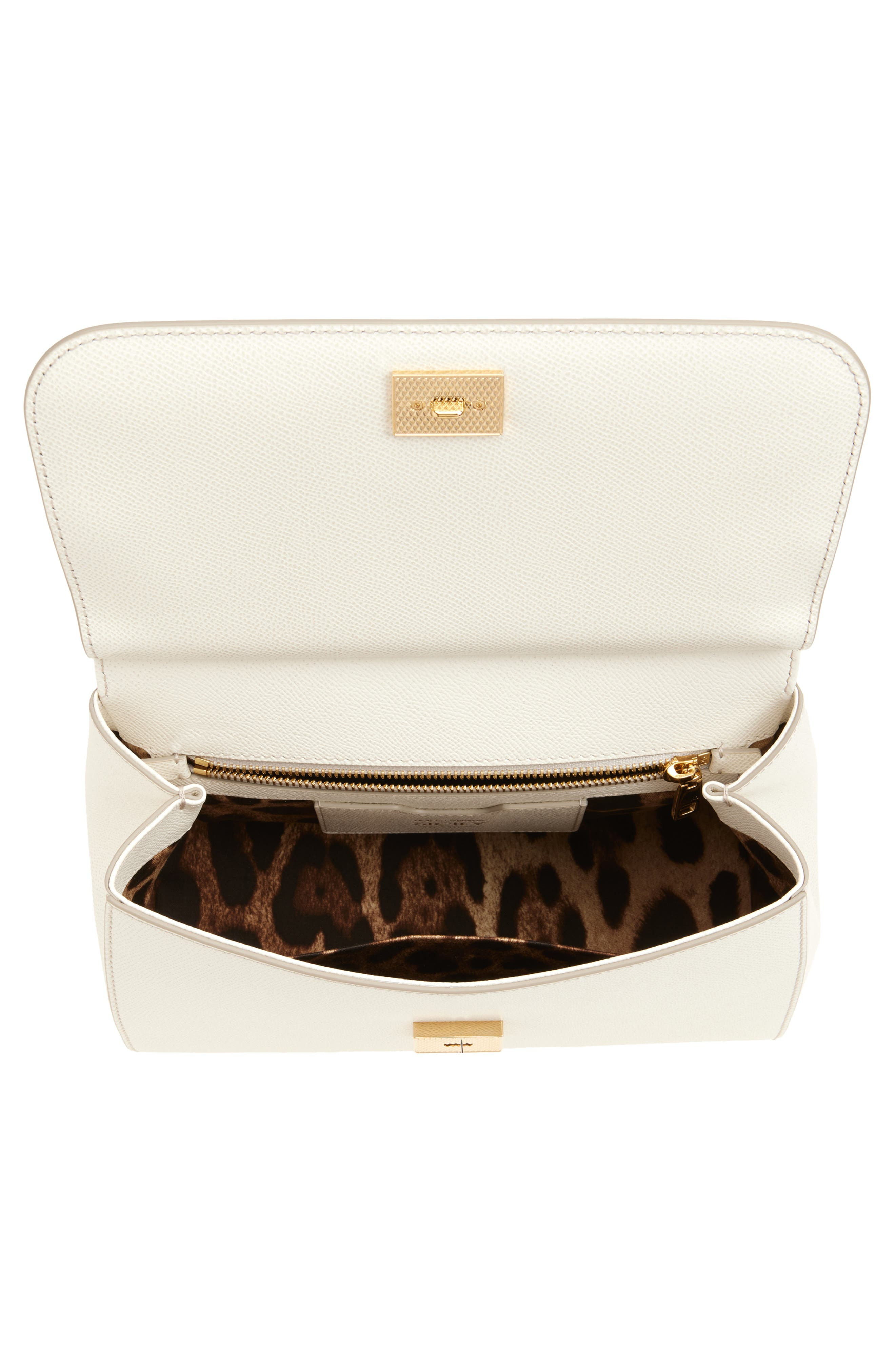 Dolce&Gabbana Sicily Leather Top Handle Bag in 80001 White at Nordstrom - 5