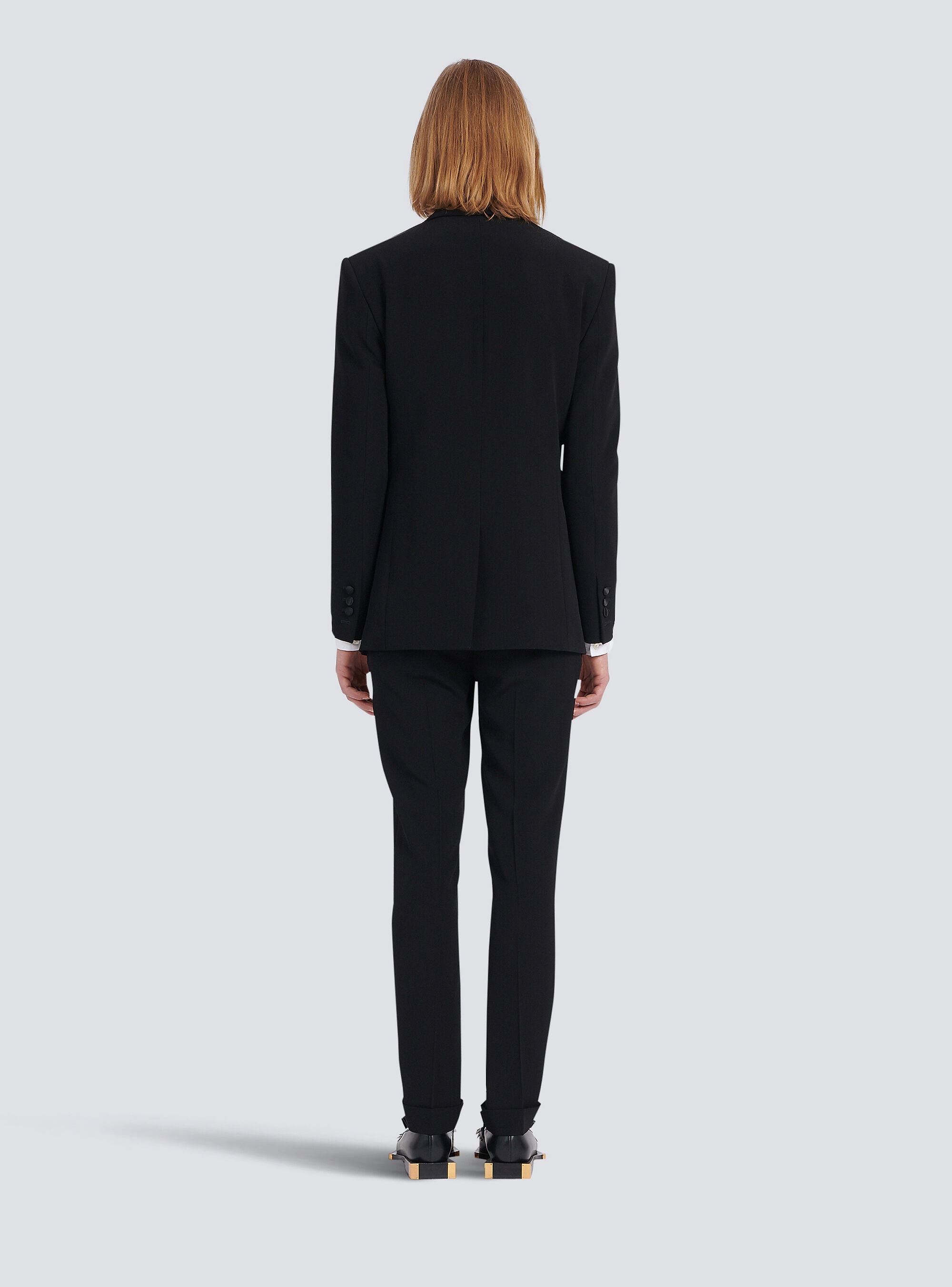 Crepe blazer with satin collar - 4