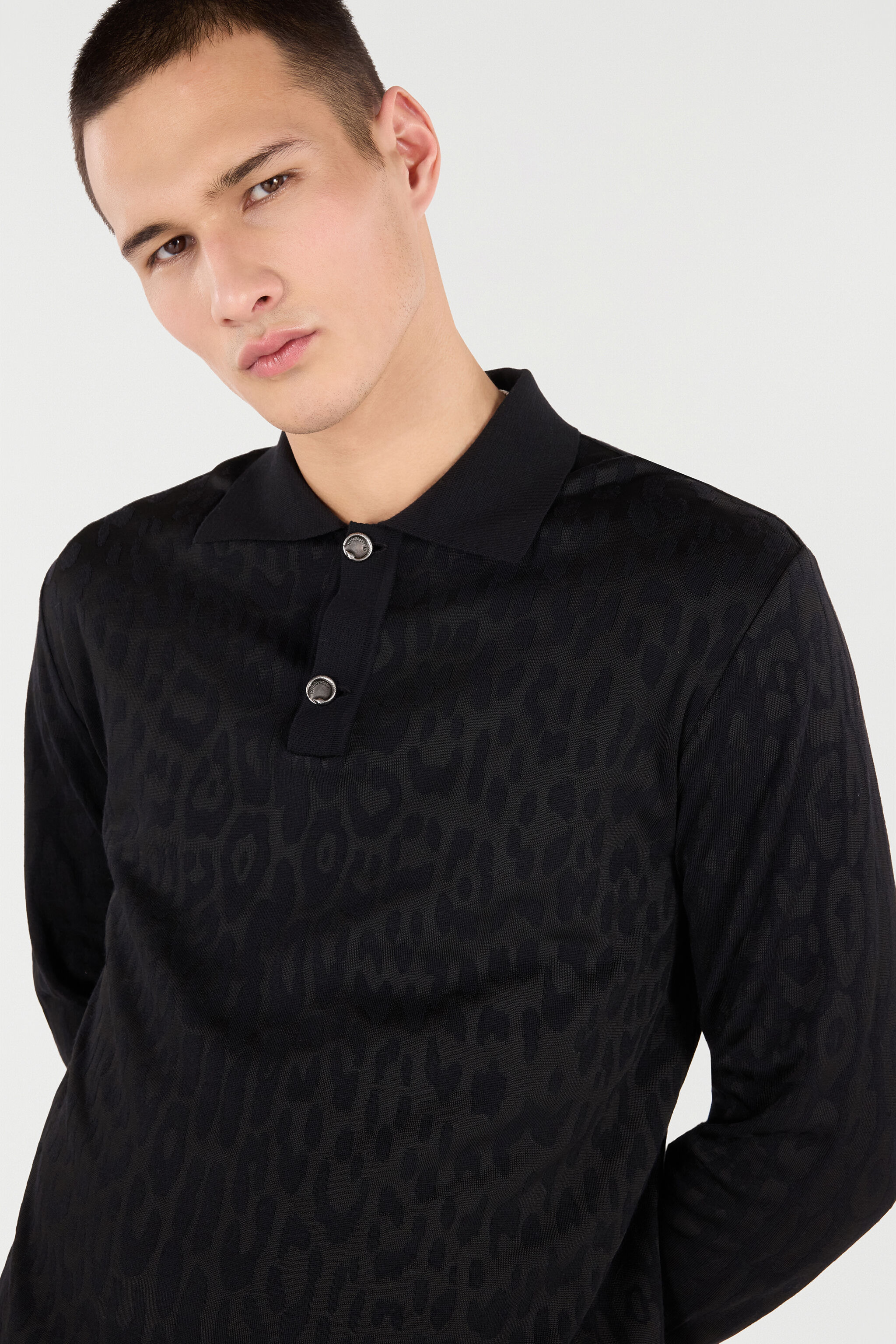 Jaguar Skin Long-Sleeved Knitted Polo - 5