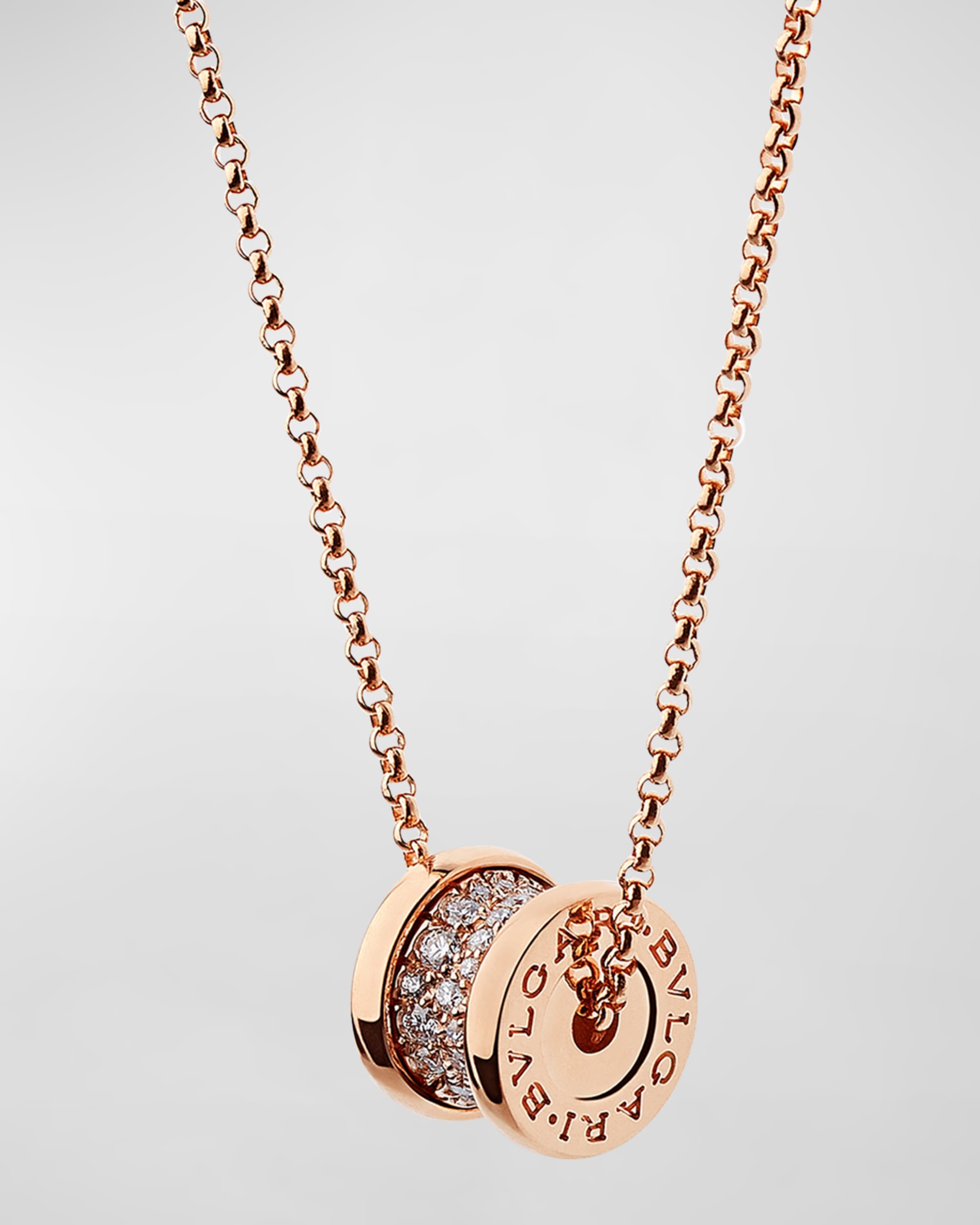 B.Zero1 18k Rose Gold Diamond Charm Necklace - 1